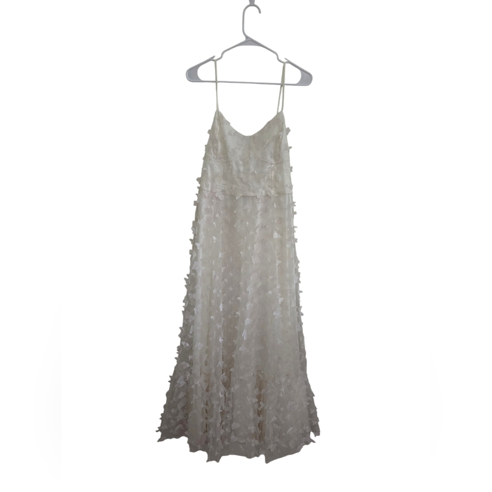 NWT Betsey Johnson Beautiful Butterfly Maxi Dress Cream XXL 3D Appliqué Corset